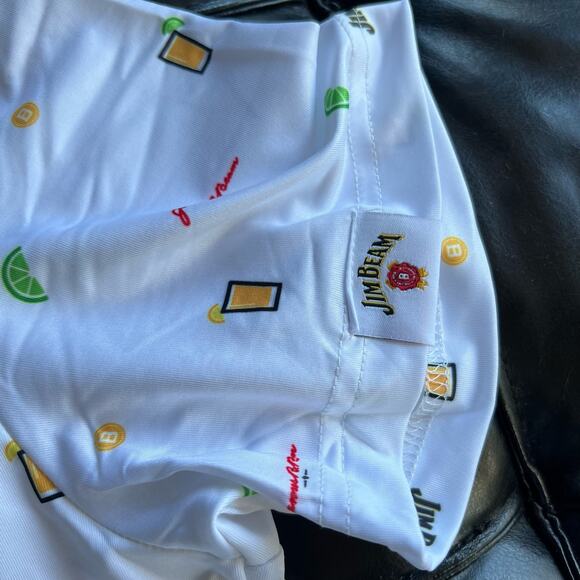 Jim Beam Polo women Short Sleeve Golf Shirt Cocktails All Over Logo Medium - Picture 5 of 9